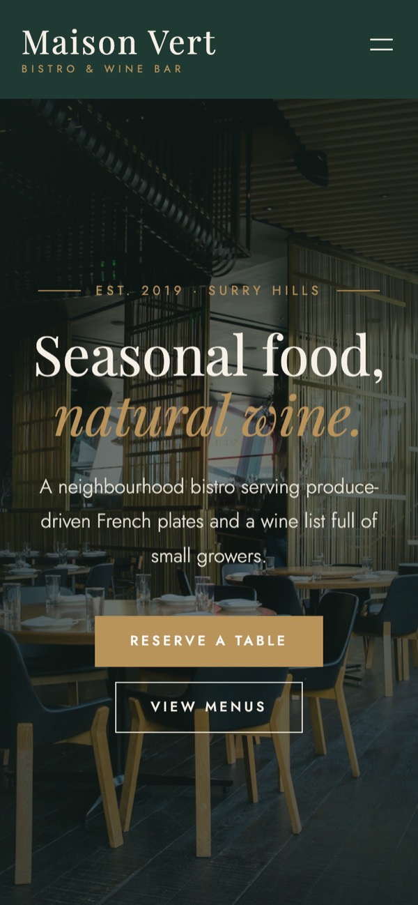 Bistro theme on a phone