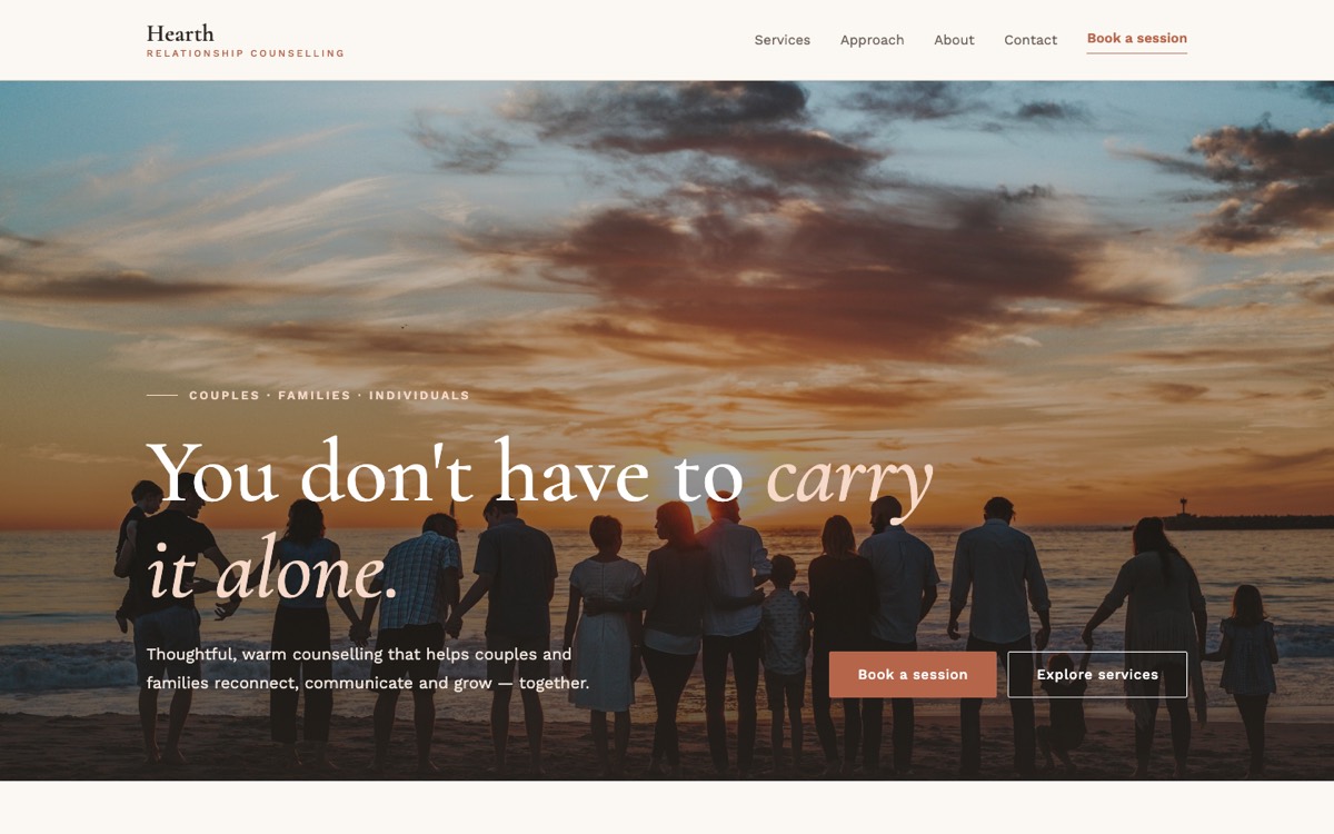 Editorial theme — Hearth home page