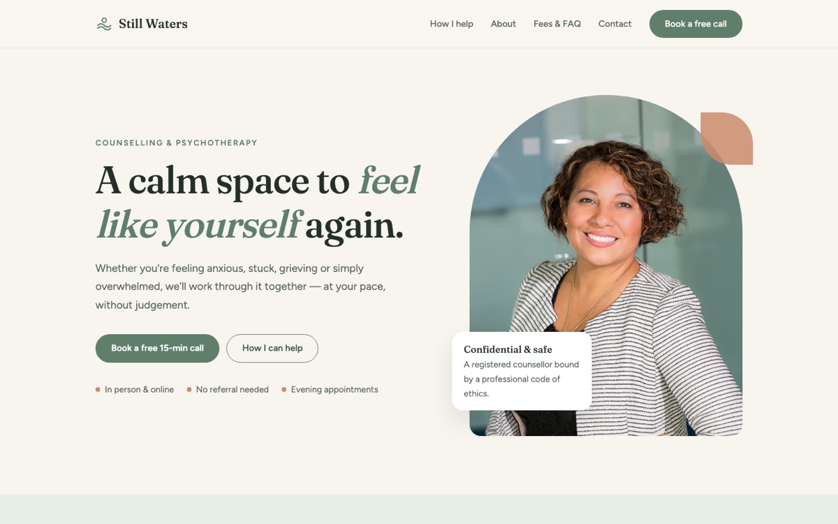Sage theme — Still Waters home page