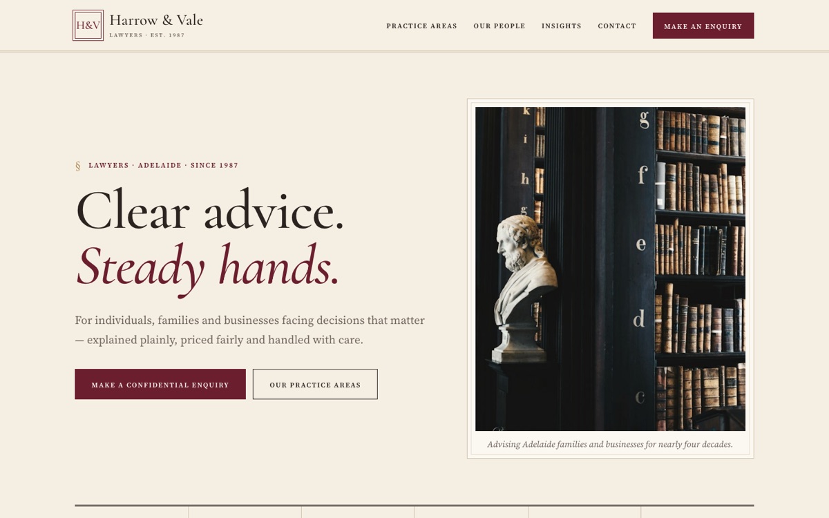 Counsel theme — Harrow & Vale Lawyers home page